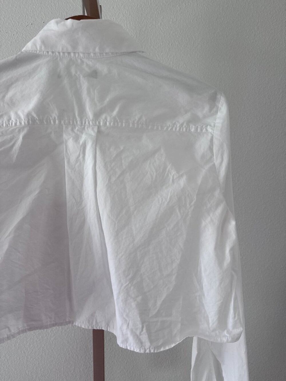 Zara Cropped Button Down Shirt Small White Poplin It Girl Minimalist NWOT - Picture 9 of 12
